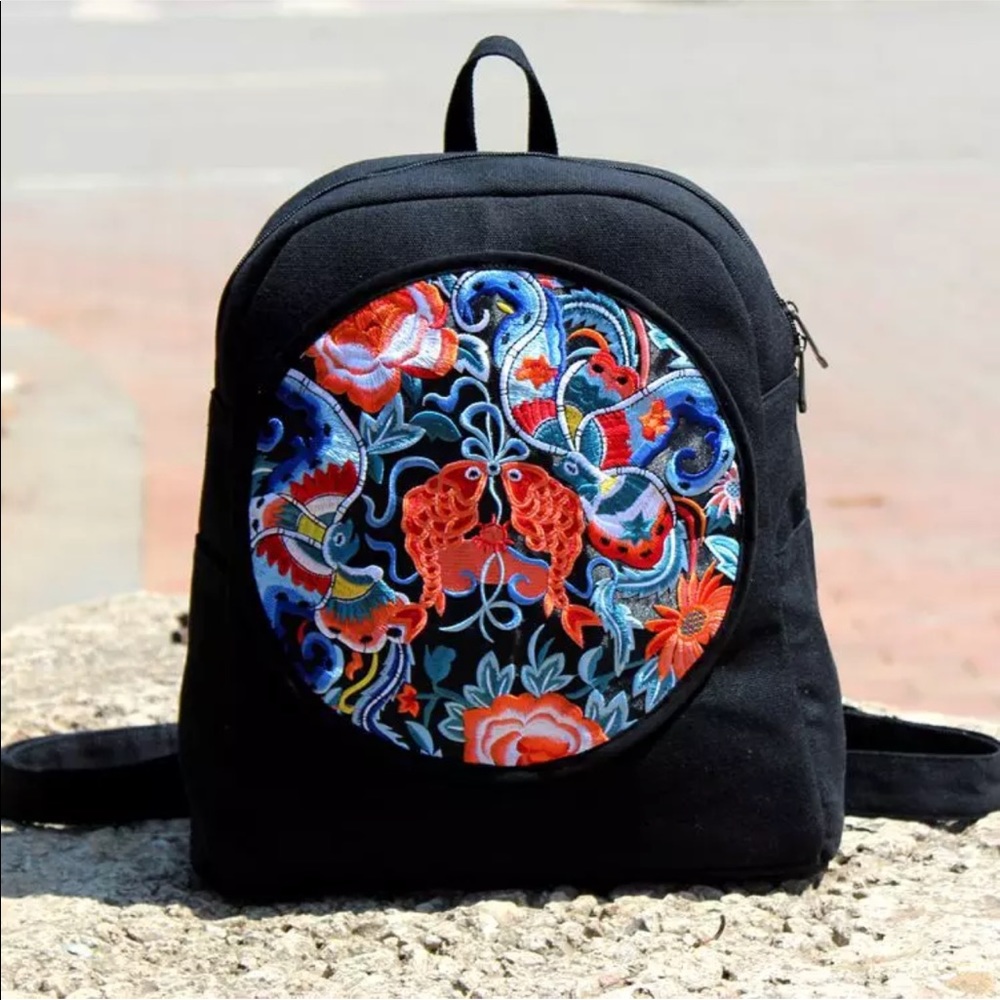 embroidered backpack